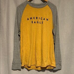 American Eagle large Yellow and Gray Long Sleeve Shirt